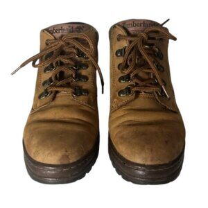 TIMBERLAND Boots Women's Size 7 US Brown Vintage Laces Booties Work Hiking Shoes